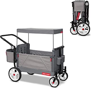 Radio Flyer Odyssey Stroll 'N Wagon, Grey Push Wagon with Canopy and Bag, 1+ Years image